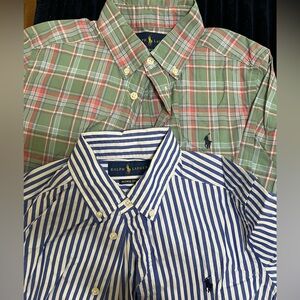 Ralph Lauren boys Green and Blue Casual Button Down Shirts size medium 10-12